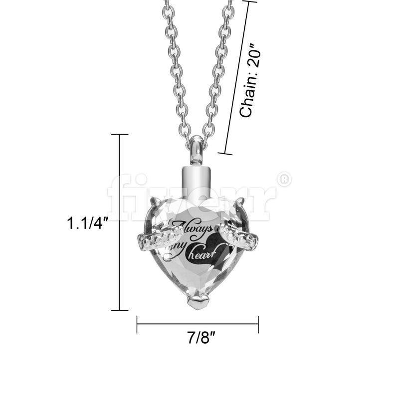 Cremation Urn Necklace for Ashes "With Beautiful Gift Box" Urn Pendant Cremation Jewelry (Crystal)
