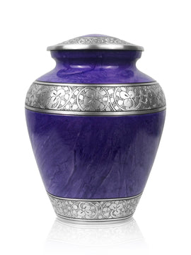 Cremation Urn for Human Ashes – Handcrafted Funeral Memorial Urn in Elegant Royal Purple (Adult)
