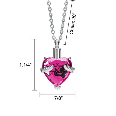 Cremation Urn Necklace for Ashes "With Beautiful Gift Box" Urn Pendant Cremation Jewelry (Pink)