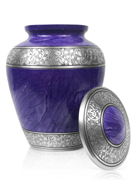 Cremation Urn for Human Ashes – Handcrafted Funeral Memorial Urn in Elegant Royal Purple (Adult)