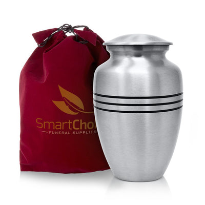 SmartChoice Classic Silver Urn with 3 Lines design