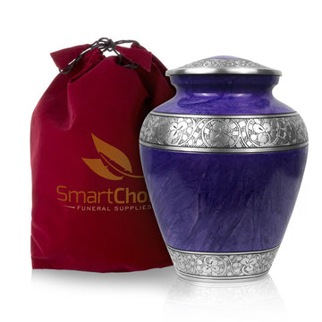Cremation Urn for Human Ashes – Handcrafted Funeral Memorial Urn in Elegant Royal Purple (Adult)