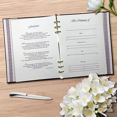 Funeral and Memorial Service Guest Register Book “in Loving Memory”, Burgundy Leatherette, Split Ring Format with Removable Pages, 7.25x10 Inches