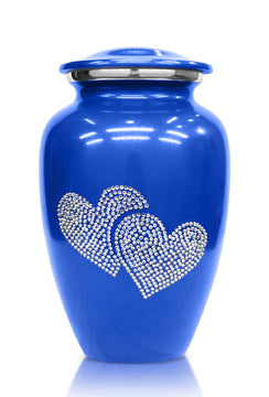 Crystal love heart blue Cremation urn