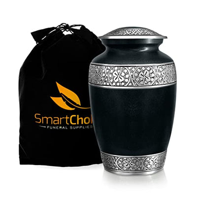 SmartChoice Urn for Human Ashes Adult Memorial urn Funeral Cremation Urns - Black