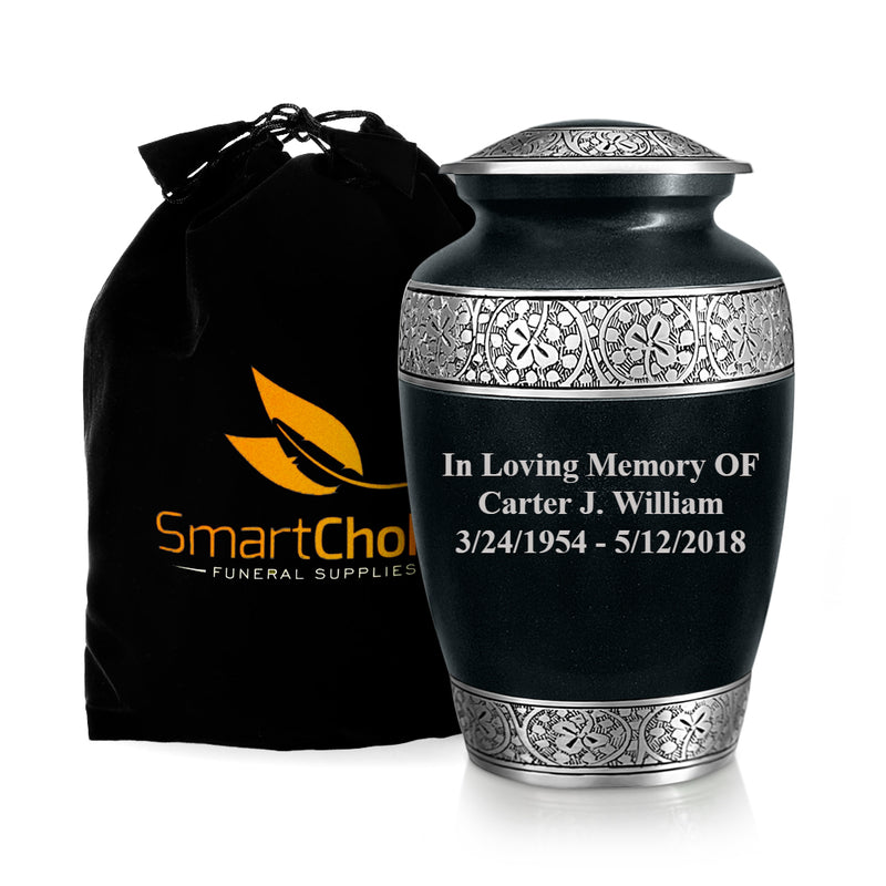 SmartChoice Urn for Human Ashes Adult Memorial urn Funeral Cremation Urns - Black