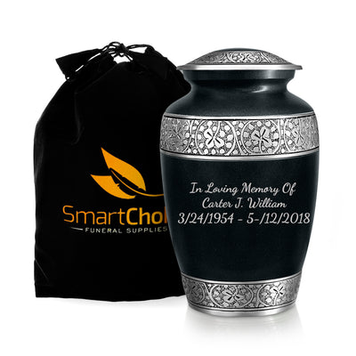 SmartChoice Urn for Human Ashes Adult Memorial urn Funeral Cremation Urns - Black