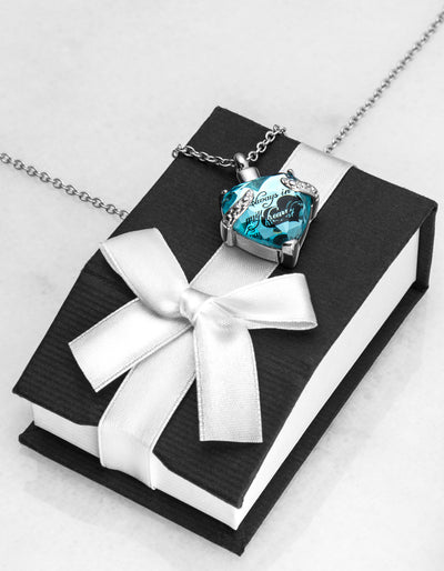 Cremation Urn Necklace for Ashes "With Beautiful Gift Box" Urn Pendant Cremation Jewelry (Blue)