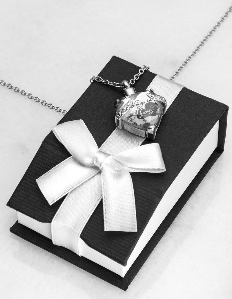 Cremation Urn Necklace for Ashes "With Beautiful Gift Box" Urn Pendant Cremation Jewelry (Crystal)