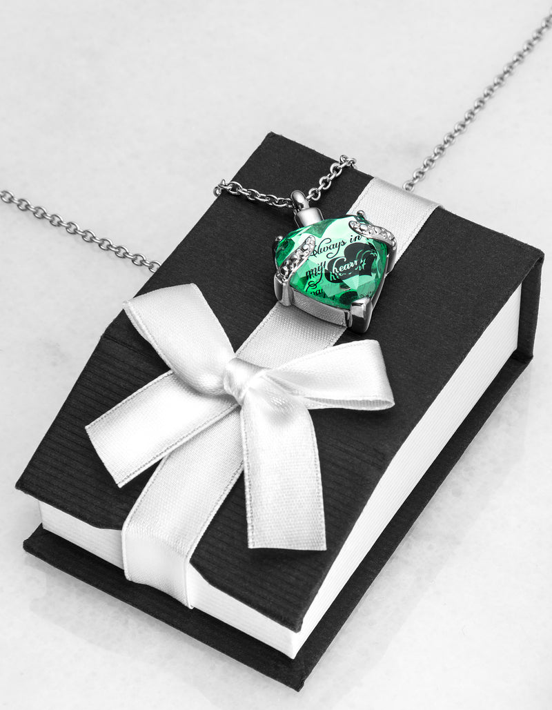 Cremation Urn Necklace for Ashes "With Beautiful Gift Box" Urn Pendant Cremation Jewelry (Green)