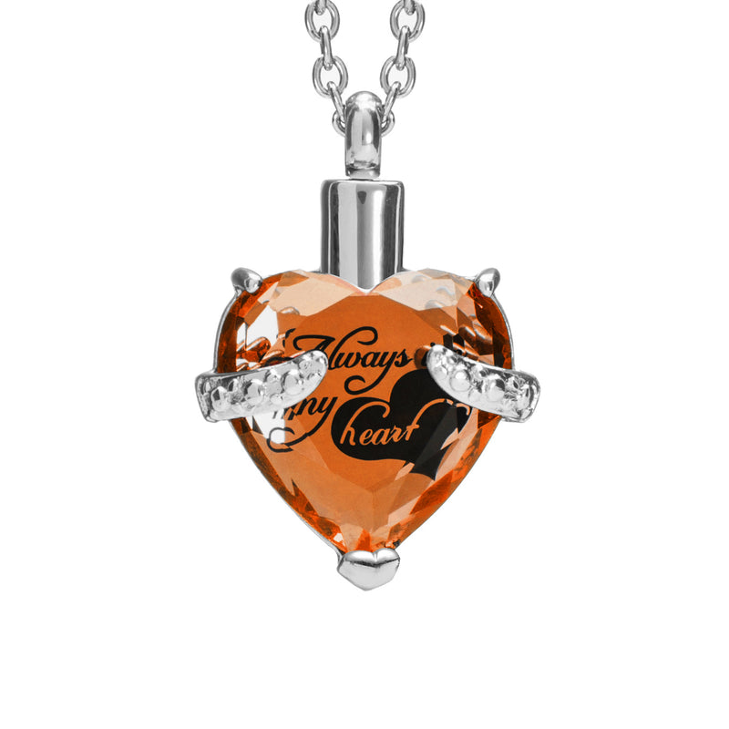 Cremation Urn Necklace for Ashes "With Beautiful Gift Box" Urn Pendant Cremation Jewelry (Orange)