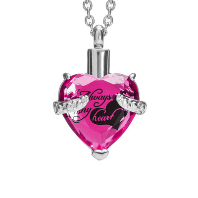 Cremation Urn Necklace for Ashes "With Beautiful Gift Box" Urn Pendant Cremation Jewelry (Pink)