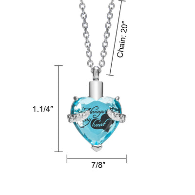 Cremation Urn Necklace for Ashes "With Beautiful Gift Box" Urn Pendant Cremation Jewelry (Blue)