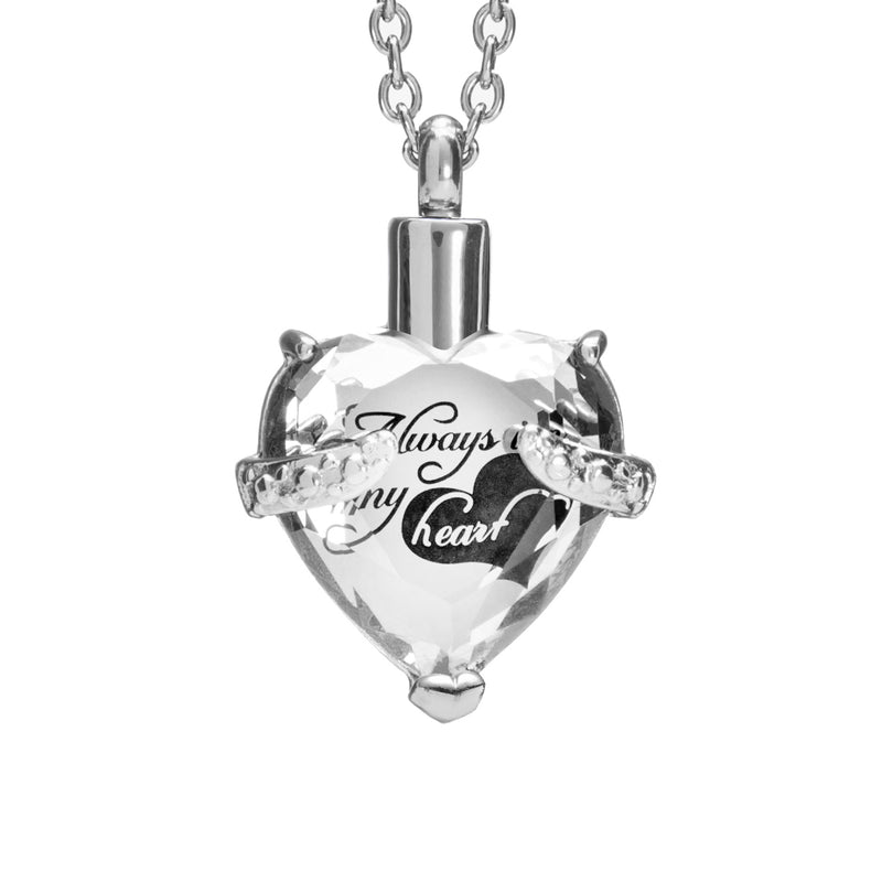 Cremation Urn Necklace for Ashes "With Beautiful Gift Box" Urn Pendant Cremation Jewelry (Crystal)