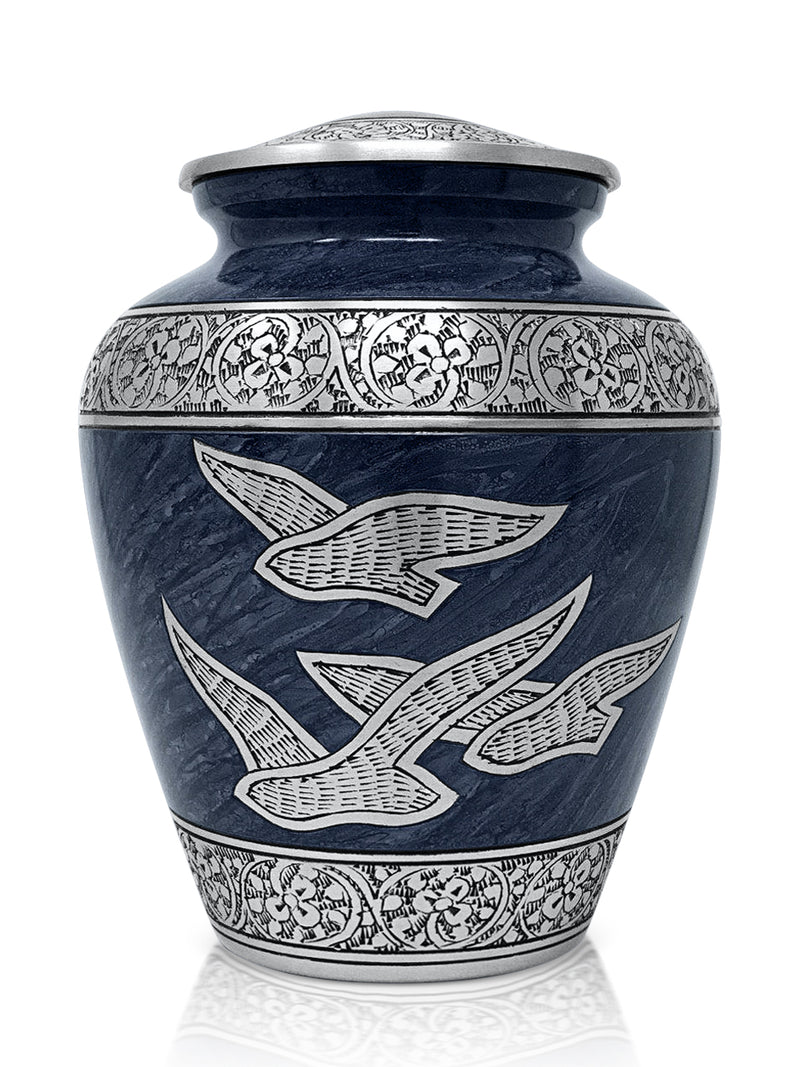 Cremation Urn for Human Ashes (Adult) - Memorial Funeral Vase with Secure Lid - Handcrafted Large Metal Urn