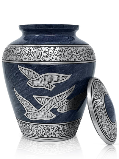 Cremation Urn for Human Ashes (Adult) - Memorial Funeral Vase with Secure Lid - Handcrafted Large Metal Urn