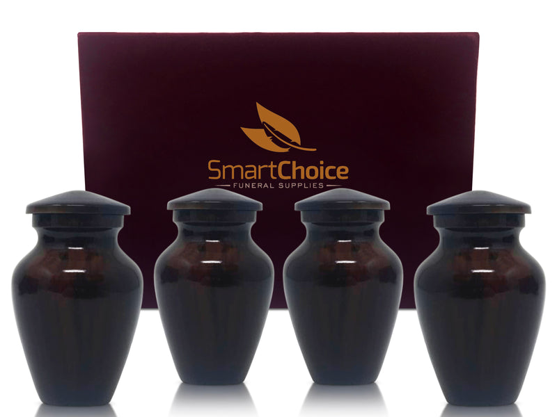 SmartChoice Keepsake urns Set of 4 - Color Chestnut Brown