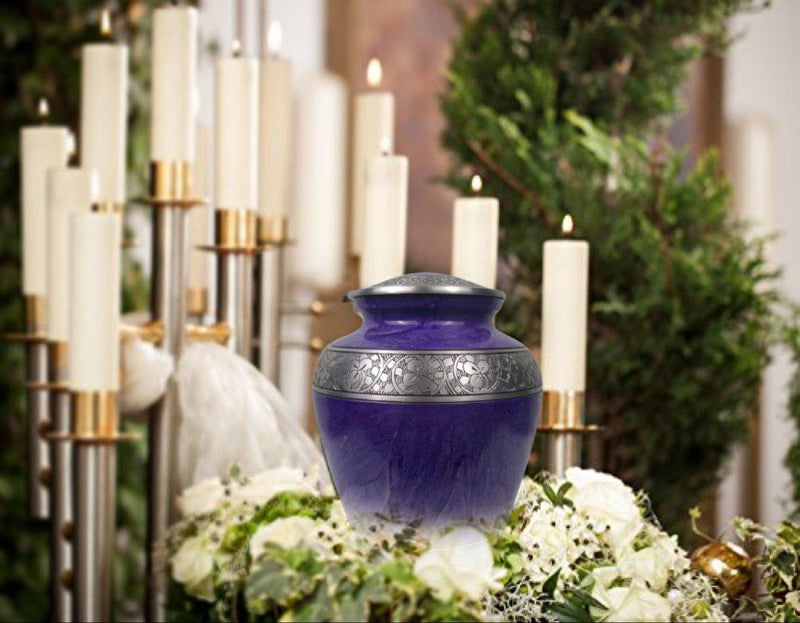 Cremation Urn for Human Ashes – Handcrafted Funeral Memorial Urn in Elegant Royal Purple (Adult)