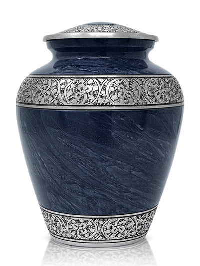 Cremation Urn for Human Ashes – Handcrafted Funeral Memorial Urn in Elegant Royal Blue (Adult)